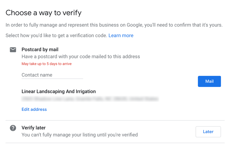 Your Private School: Cube Creative Design & Marketing image Google My Business Step 12: Choose Verification Method