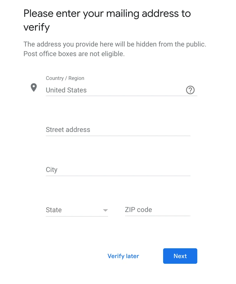 A Deep Dive Into Google My Business Listings image Google My Business Step 12: Mailing Address Verification
