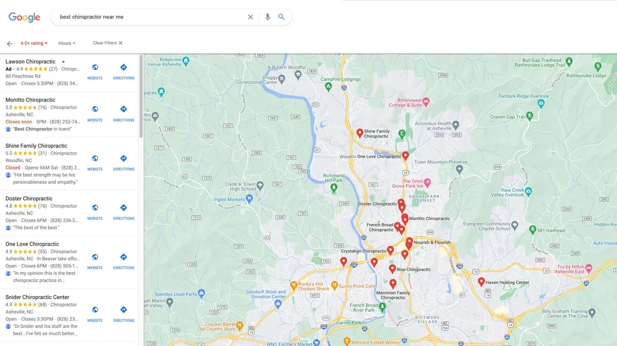 Do Google Reviews Help Local SEO? (Yes, Here's How) image Google Search For best chiropractor near me - Map View