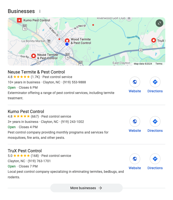 The Neuse: Google Local 3 Pack
