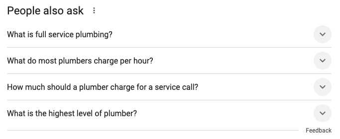 What Are LSI Keywords and Will They Help You Rank? image Example of People also ask when the search is focused on full service plumber.