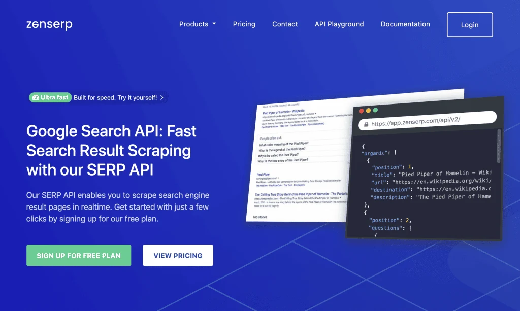Top 6 DataForSEO Alternatives for SEO Experts (2026) image Zenserp screenshot