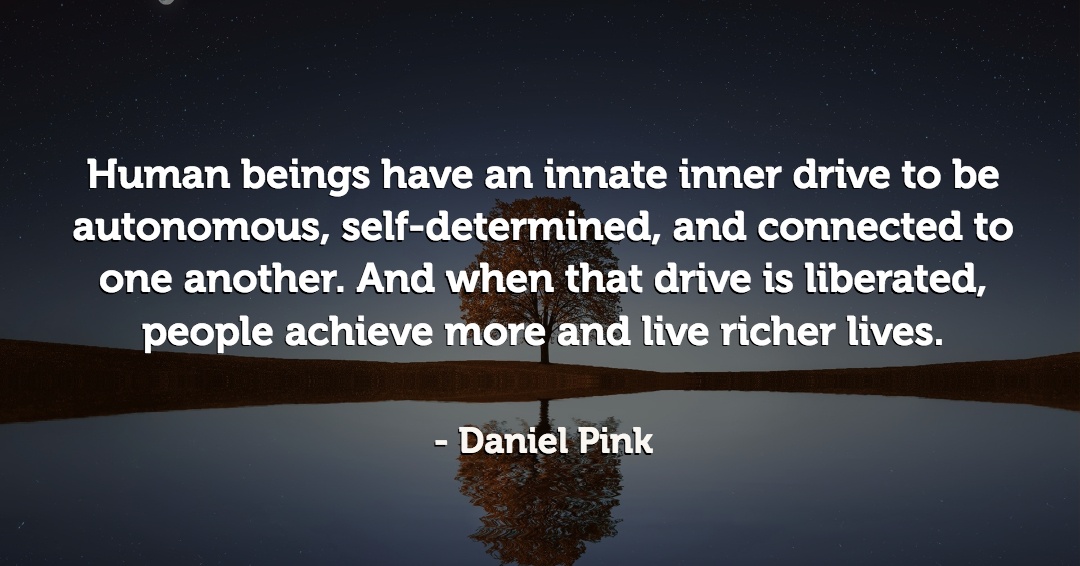 Quotes to Get Through a Manic: Avoid These Costly Mistakes image Human beings have an innate inner drive to be autonomous, self-determined, and connected to one another. And when that drive is liberated, people achieve more and live richer lives. –Daniel Pink quote