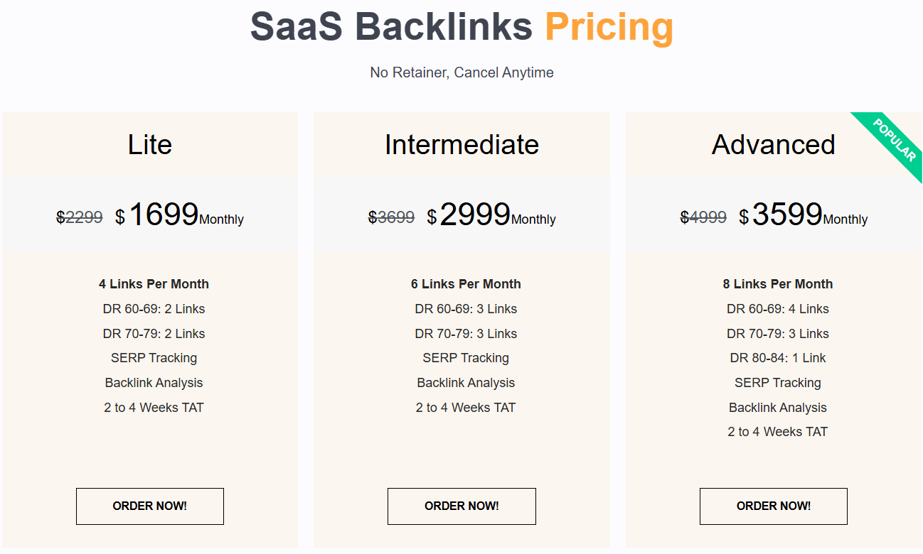 Outreach Monks SaaS Link Building Pricing