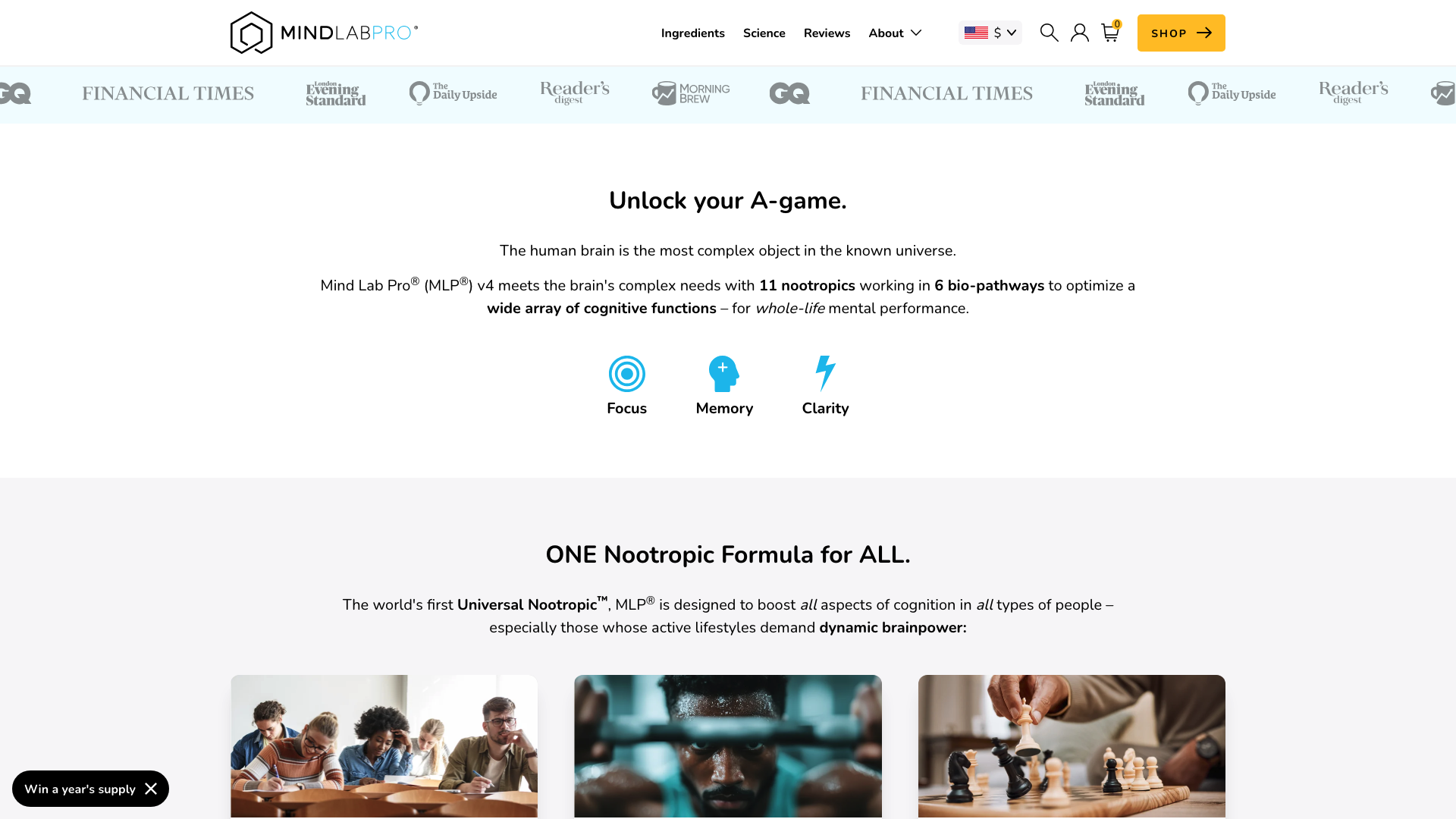 Minimalistic fonts on the Mind Lab Pro website