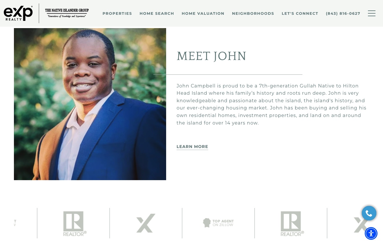 Important Website Lessons from Brands with Very Different Goals - Cube Creative Design | Digital Marketing image Screenshot of John Sells Hitlon Head website