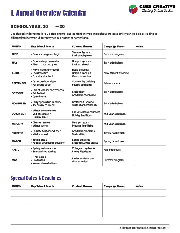 Free K-12 Private School Content Calendar Template image CTA 600x400