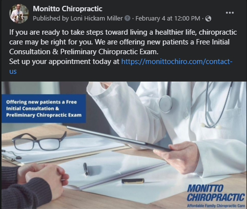Local Social Media Marketing (SMM) | Cube Creative Design image Monitto Chiropractic